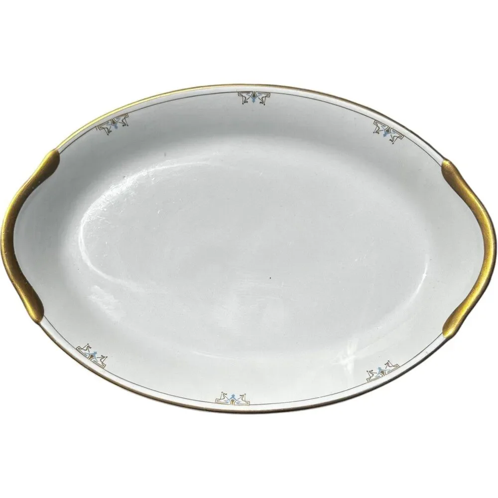 Warwick Large Oval Serving Platter White Gold Rim 17”X 12” Discontinued WAR152